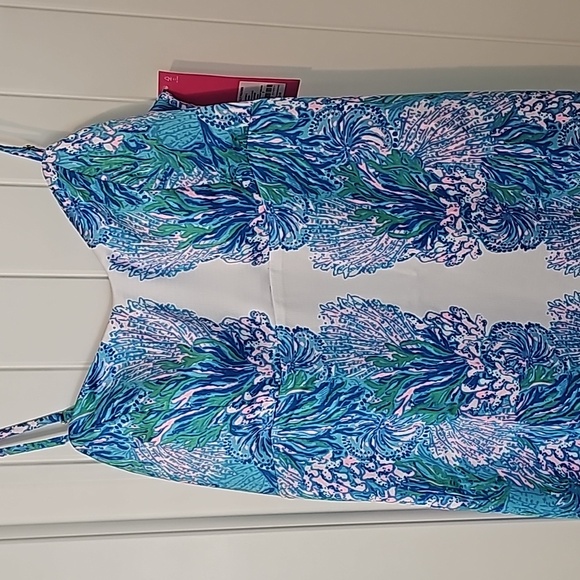 NWT Lilly Pulitzer Gillian Satin Slip Dress - Las Olas Aqua - Strong Current Sea - Picture 7 of 10